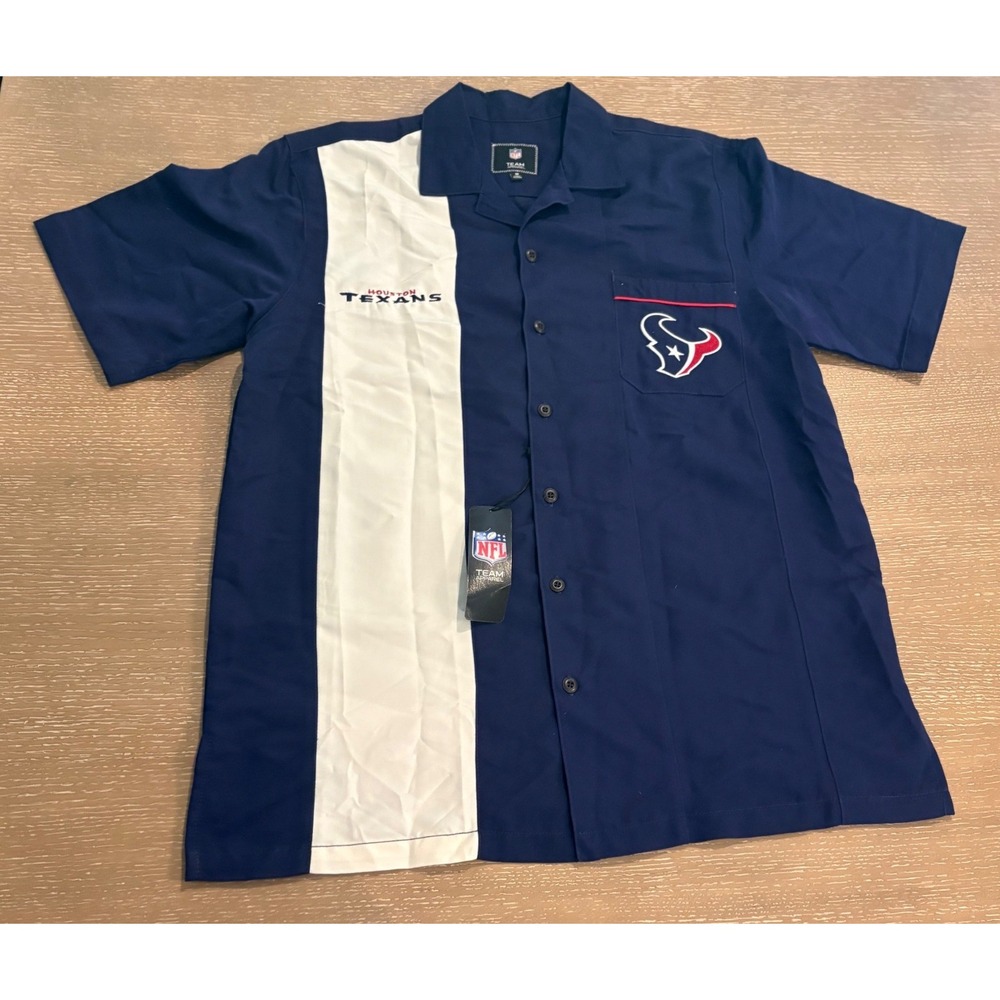 NFL‎ Team Apparel Houston Texans Button Up Shirt Men's Medium NWT Bowling Style